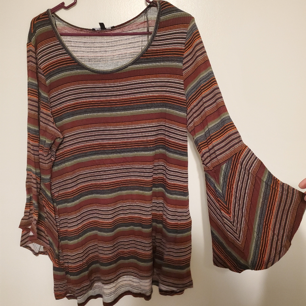 Relativity Bell Sleeve Striped Tunic size XL